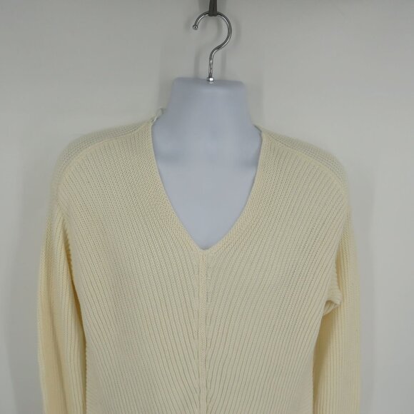 Charter Club Vanilla Bean Medium V-Neck Ribbed Pullover Sweater NWT $69.50 - Picture 3 of 6